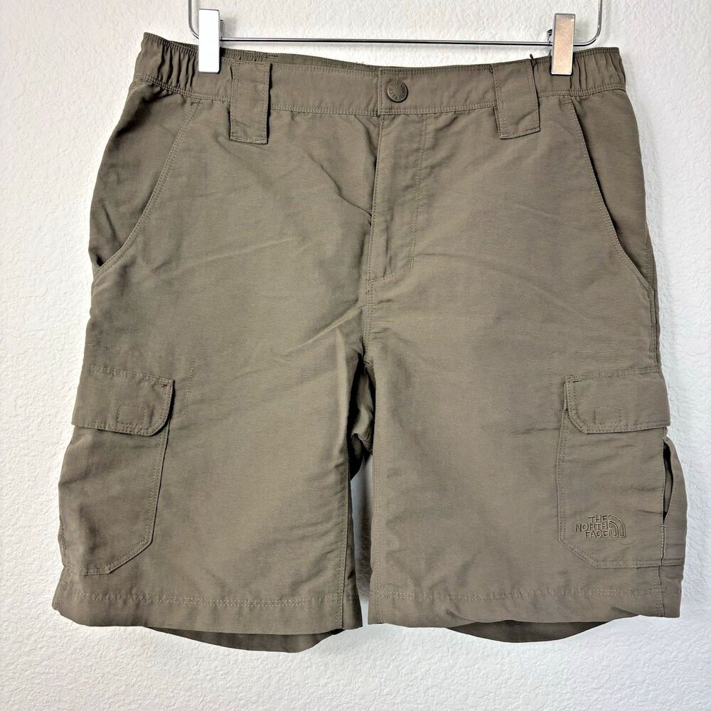 North Face Men’s Hiking Shorts S Khaki Nylon Climbing 8” Cargo Quick Dry Comfort